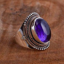 Amazing Purple Amethyst Ring 925 Sterling Silver Statement Ring Anniversary Gift