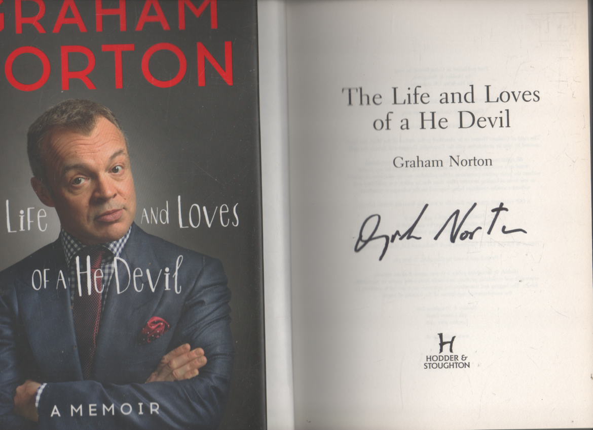 SIGNED GRAHAM NORTON LIFE & LOVES OF A HE DEVIL FIRST EDITION HARDBACK DJ 2014