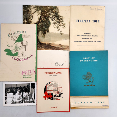 #ad #ad 1952 European Tour Cunard Line RMS Queen Elizabeth Ephemera Menu Passenger List $21.95