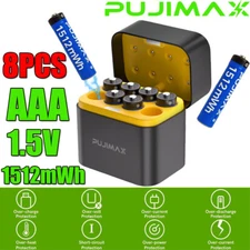 8 PCS 1.5V 1512mWh Rechargeable AAA Lithium-ion Battery with Fast Charger Box