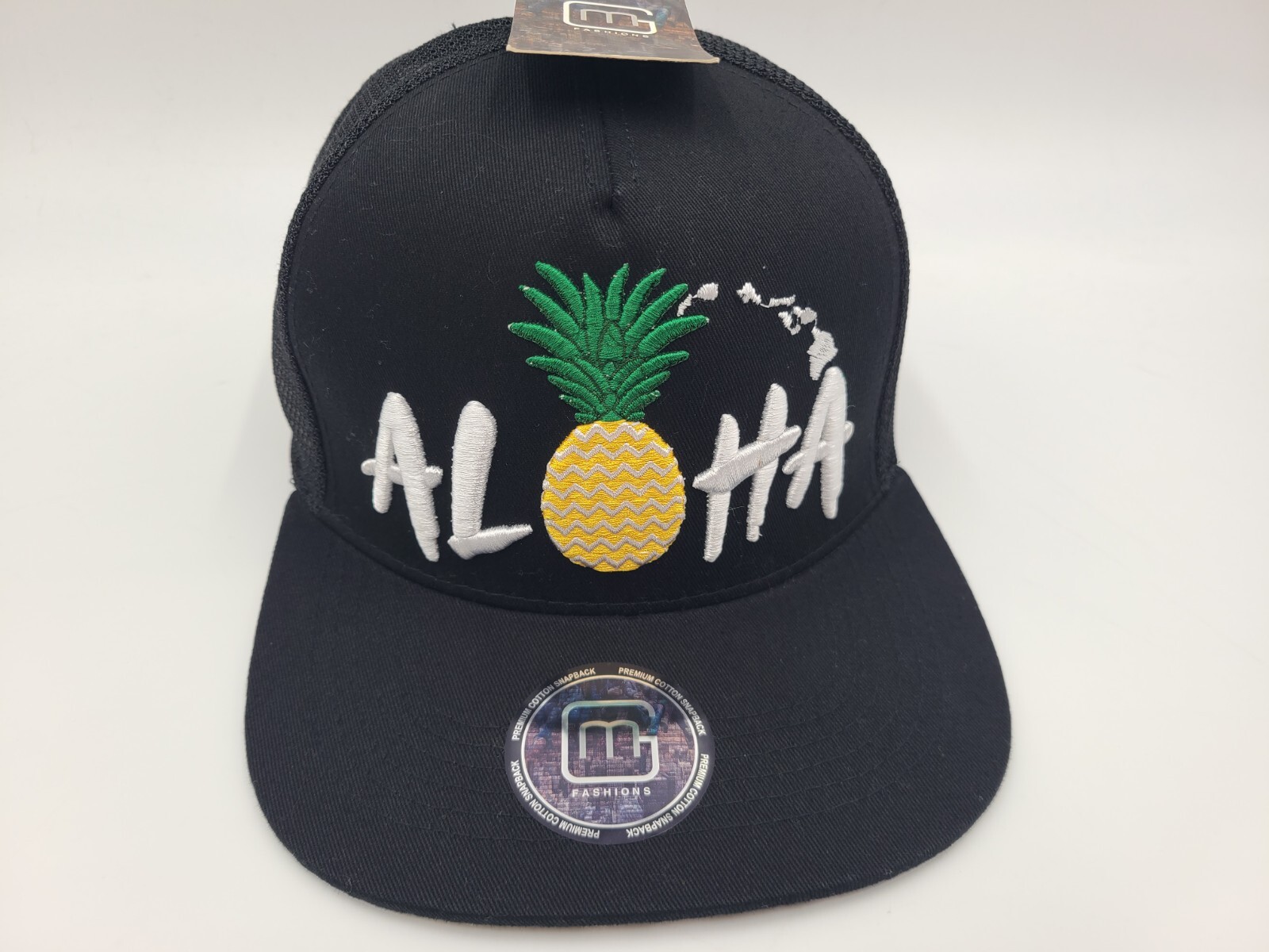Aloha Pineapple Hawaii Mesh Trucker Snapback Hat Cap Palm Trees Men Women Black
