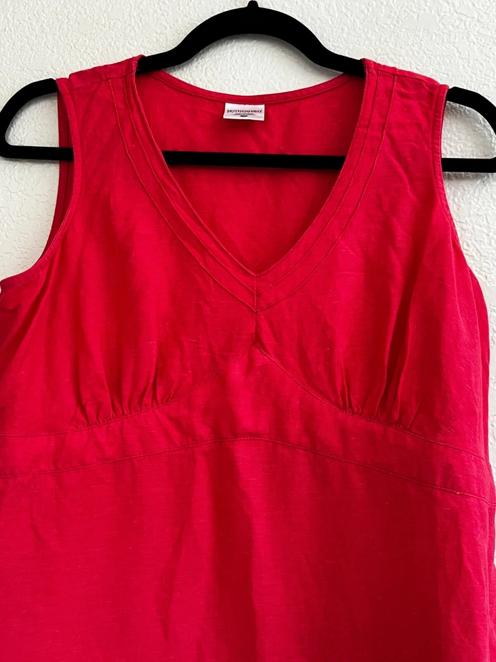 Motherhood Maternity Coral Red Sleeveless Midi Tie Back Dress Size Medium - Image 2 of 4