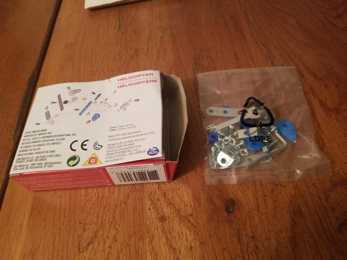 NIB 2017 Meccano Bolts Helicopter Model Kit Gear Set Spin Master Toy Metal HTF