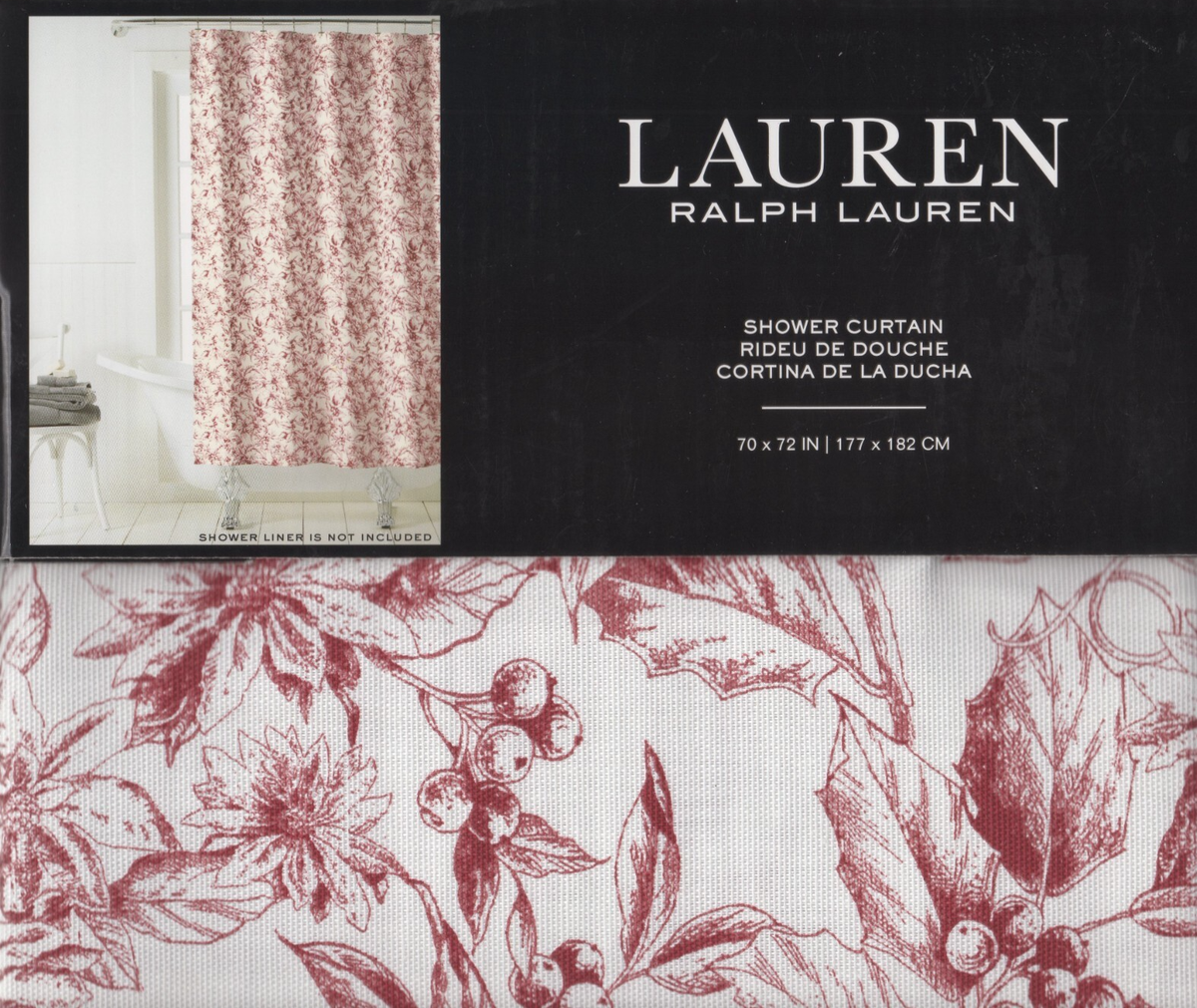 ラルフローレン シャワーカーテン Ralph Lauren polo Ralph Lauren Fabric Shower Curtain Poinsettias 70