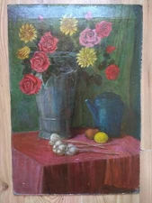 RARE Vintage Oil Painting Soviet USSR Socialist realism Still life impressionism