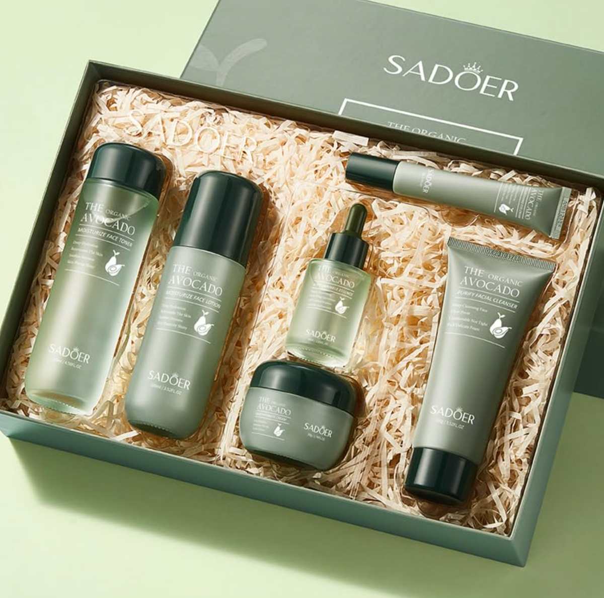 SADOER Avocado Moisturizing Skincare 6-Piece Set – Hydrating