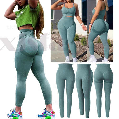 Women Anti Cellulite Yoga Pants High Waist PUSH UP Leggings Workout Trousers Gym - Picture 19 of 23