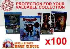 100x BLU-RAY WITH SLIPCOVER SMALL SIZE BR2 -CLEAR PLASTIC BOX PROTECTOR SLEEVE