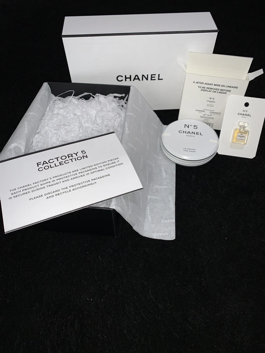 CHANEL No. 5 Soap Reusable Can and Miniature Chanel Perfume Factory 5 Set