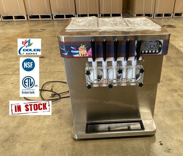 NEW Commercial Ice Cream Soft Serve Frozen Yogurt Machine 5 Flavor NSF ETL  | eBay