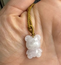 Cute White Bear Jadeite Jade Pendant