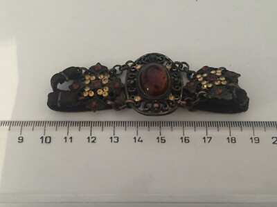 Bracelet ancien Napoléon III turquoise émail noir et perles fines
