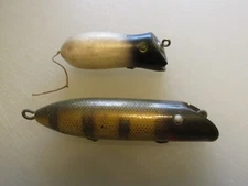 Vintage Fishing Lure Bodies (pair) SHUR STRIKE Wooden &Shakespeare GLO-Mouse