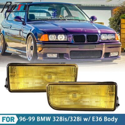 for 92-99 BMW E36 M3 3 Series 92-98 Fog Lights Factory Lamps Yellow Glass Lens