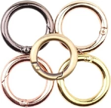 Spring Clip Round Carabiner, 5 Pcs Gate O Ring Spring Loaded Snap Clip, Key R...