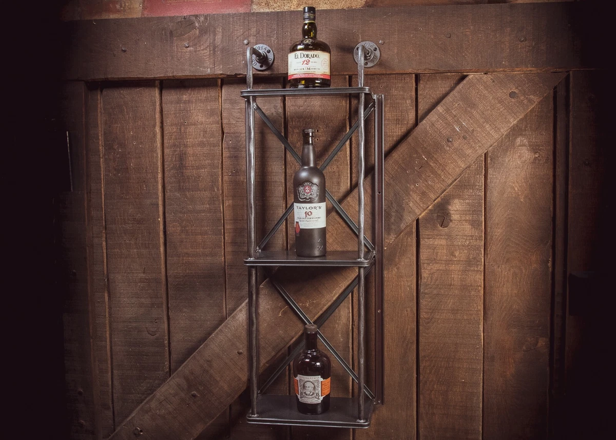 Industrial wine rack wall mounted bar drinks cabinet industrial