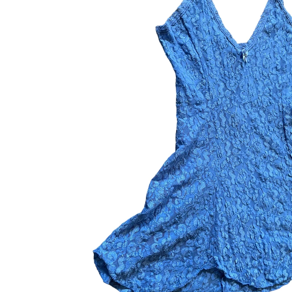 Shirley of Hollywood Blue Lace Slip Dress Lingerie Women’s Size Large - Image 2 of 4