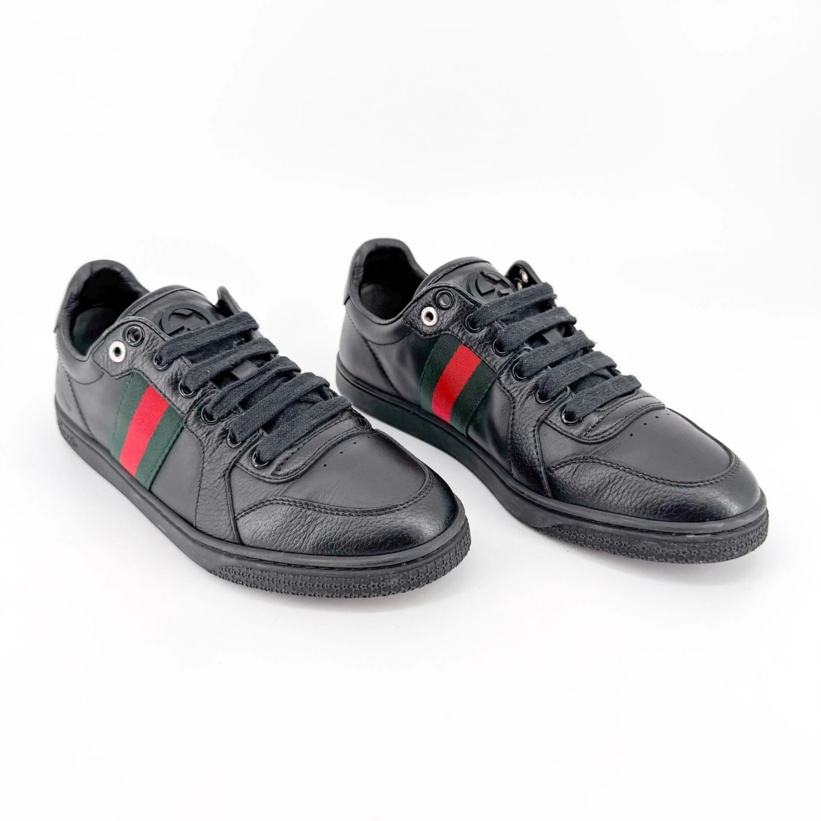 Baskets basses noires à lacets Gucci Coda GG Web Stripe EU 38 US 8