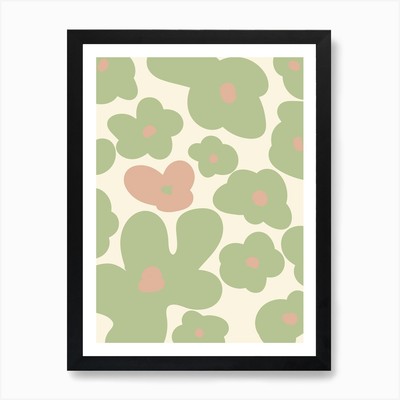 Rosa Blumenmuster Kunstdruck gerahmt Wandbild Poster Leinwanddruck Bild