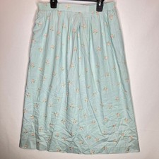 Vintage Item One Floral Skirt Women  s M Made in USA Mint Green Midi 80s 90s