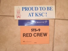 Nasa Space Program Shuttle  RED CREW STS-9 Pass, KSC bumper sticker + LM