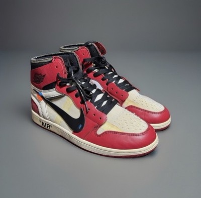 Nike Men's the 10 Air Jordan 1 Off-White Red Chicago AA3834-101, Size 11
