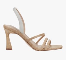 Marc Fisher Nalina Strappy Slip-On Sling Back Sandals Natural Beige Tan Size 8 M