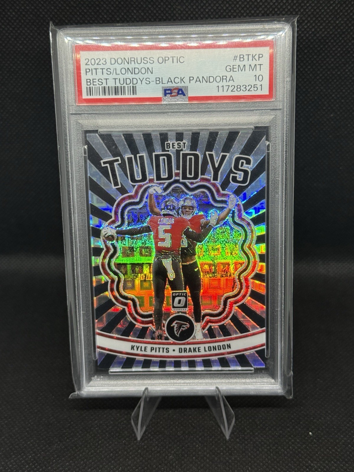 2023 Donruss Optic Best Tuddys Drake London, Kyle Pitts Black Pandora /25 PSA 10 view 7