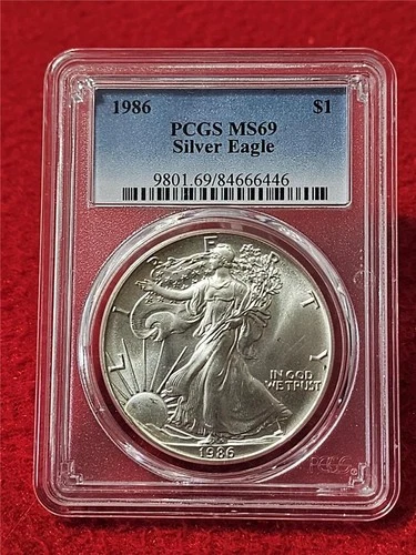 1986 American Silver Eagle $1 Dollar ASE PCGS MS 69                       #T1365