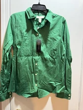 NWT Banana Republic Factory Women's Non-Iron Fitted Shirt In Kelly Green Size 14