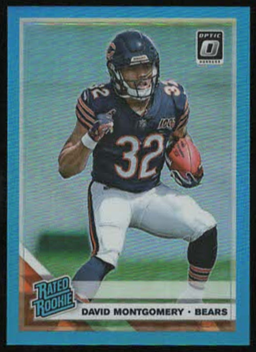 2019 Panini Donruss Optic DAVID MONTGOMERY "RATED ROOKIE" Aqua Prizm RC #214/299