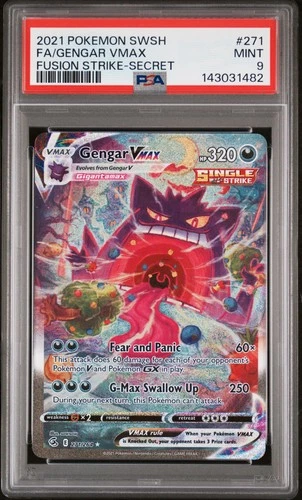 2021 POKEMON SWORD & SHIELD FUSION STRIKE SECRET #271 FULL ART/GENGAR VMAX PSA 9
