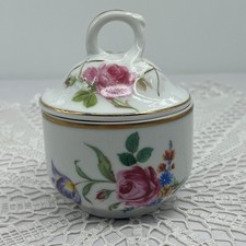 Bavaria Porzellan Zuckerdose mit Deckel, Blumen und perfektes Goldrand 1900er