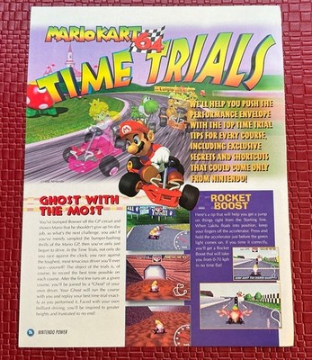 Mario Kart Time Trials Nintendo Print Ad Poster Art 8 x 10.5 