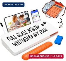 Desk Whiteboard Dry Erase Glass Desktop Whiteboard with Calculator, Desk Board w
