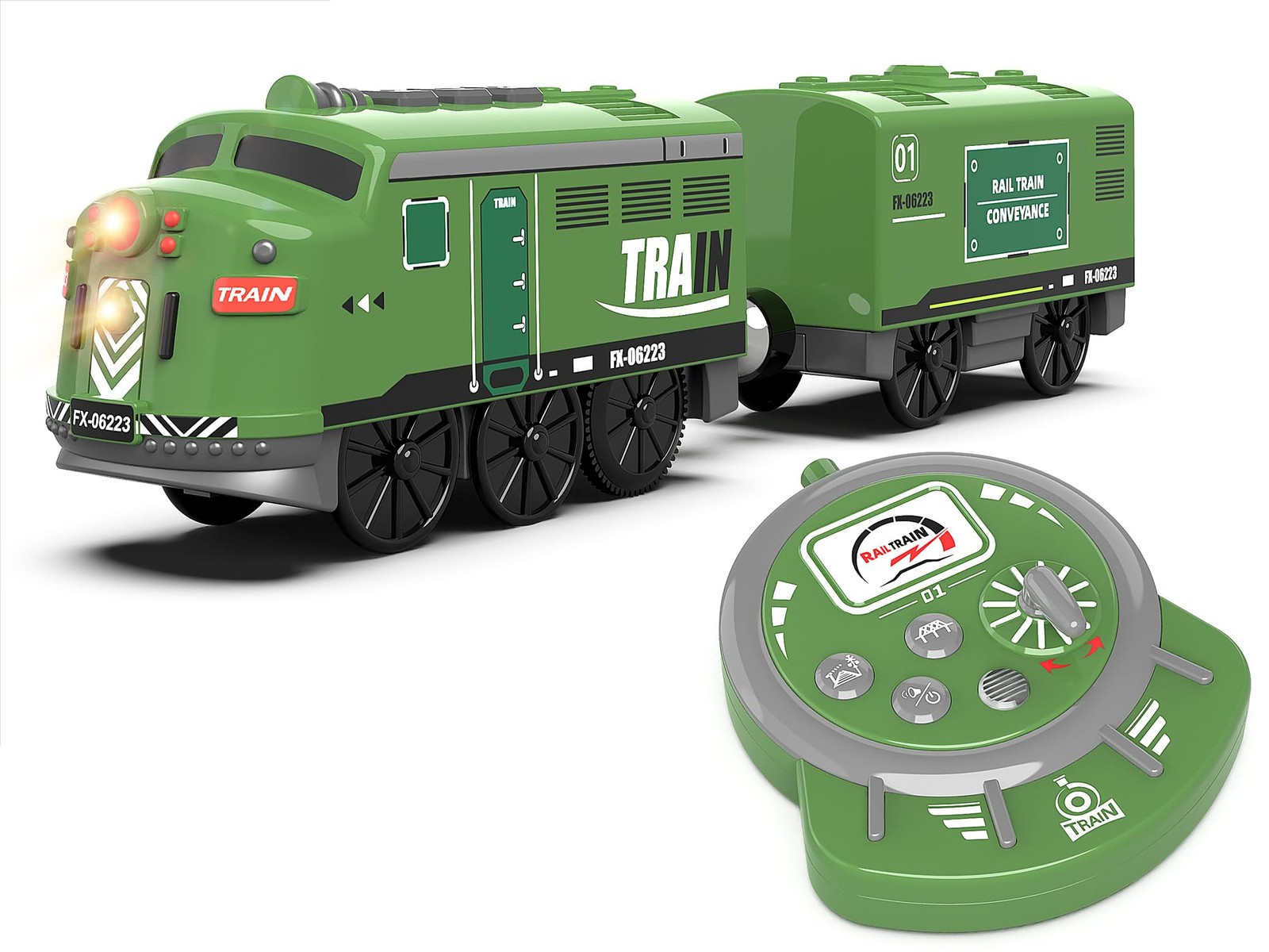 Train Toy Remote Control Locomotive, Motorized Train Set for Wooden Track, El...