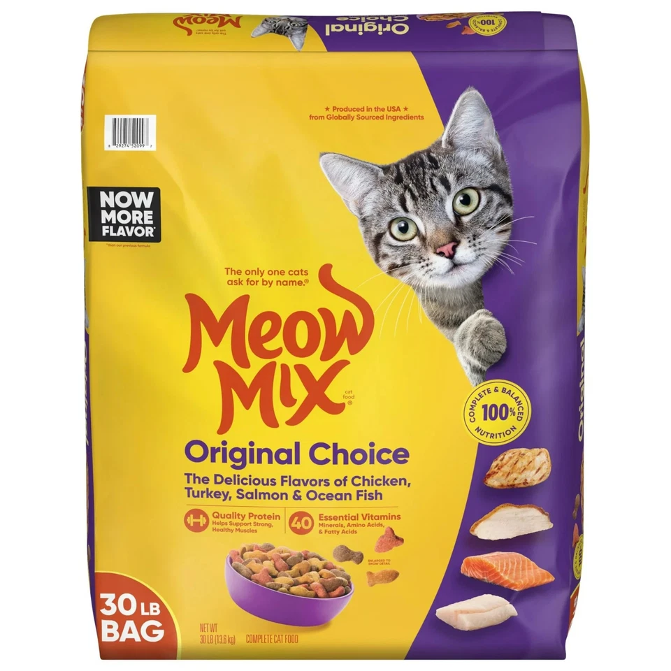 Paquete de 2 alimentos secos para gatos Meow Mix elección original, 30 libras Foto 3 de 4