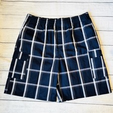 Shaka Wear Men  s 5XL Cargo Bermuda Shorts 42 x 10.5 Plaid Pull On Navy Blue