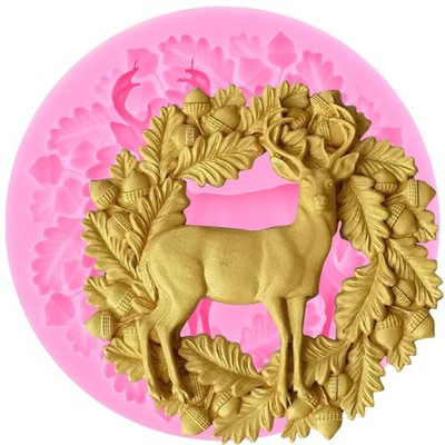 YIHUOMOLDS Christmas Deer Elk Fondant Molds Holly 0.39*2.87*3.18, Style E