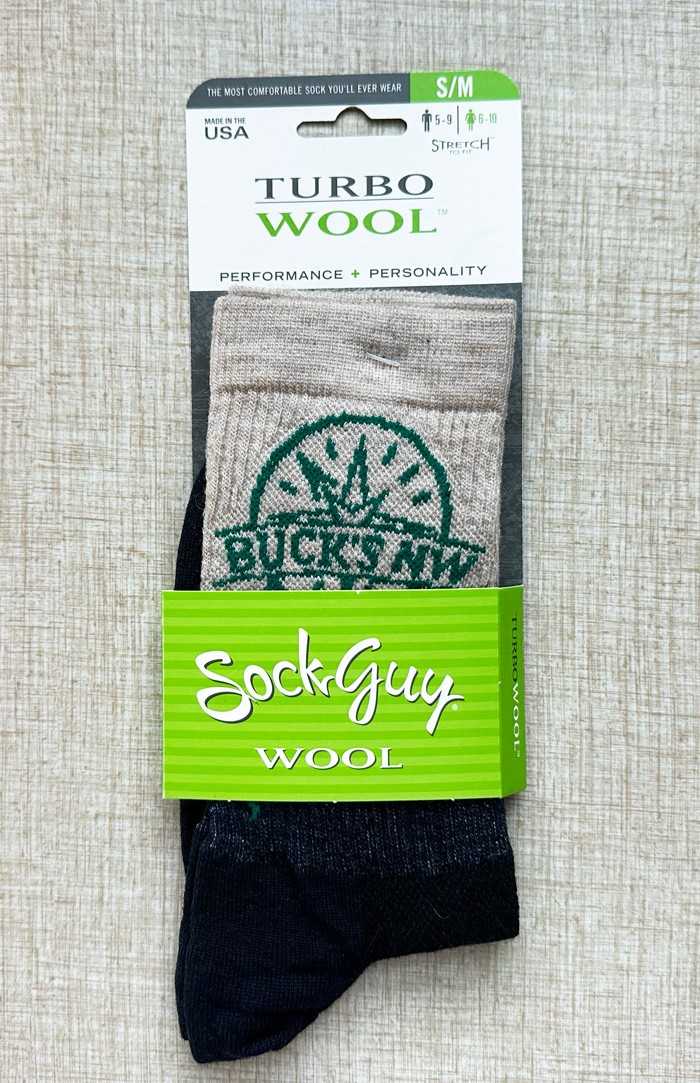 Sock Guy Wool Socks ~ Size S/M ~ Bike Shop Logo, Treeline at