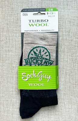 Sock Guy Wool Socks ~ Size S/M ~ Bike Shop Logo, Treeline at Cuff ~ NWT