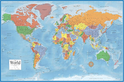 Swiftmaps World Premier Wall Map Poster Mural 24H X 36W