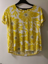 M&S Collection womens T.shirt.White with yellow flowers.UK 16.VGC.