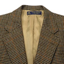 1980's 42 R Brooks Brothers Brown Houndstooth Check Knit Tweed Blazer USA