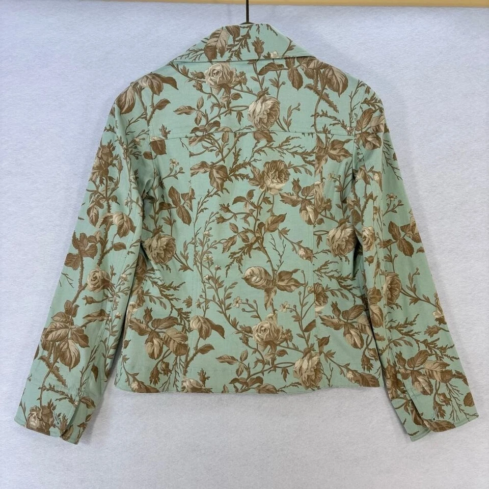 Chaqueta Floral Villager PEQUEÑA Verde Botón Frontal Blazer Boho Informal Retro Indie Foto 3 de 4