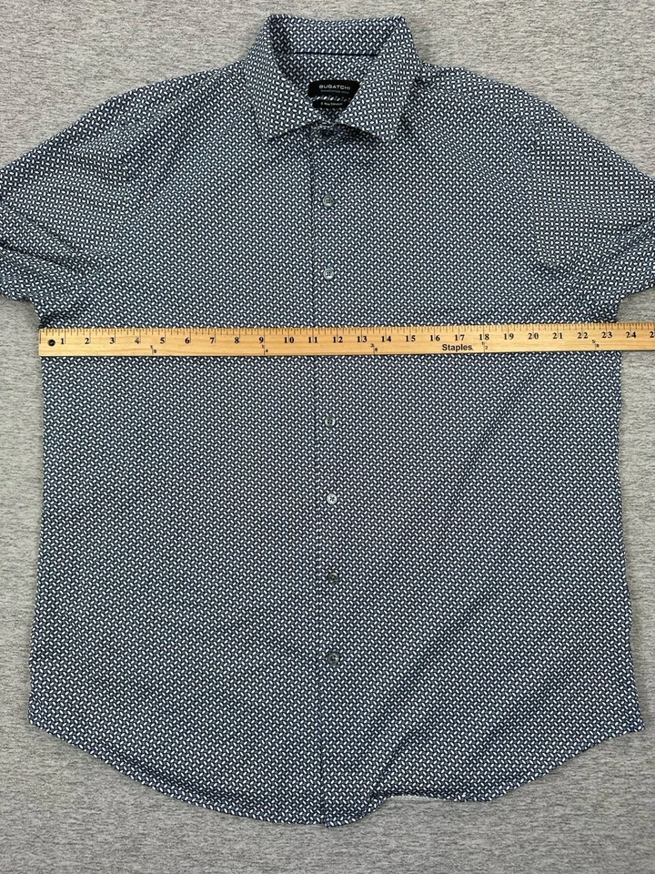 Рубашка Bugatchi мужская размер XL синяя геометрическая OoohCotton 8 направлений эластичная городская - Изображение 4 из 4