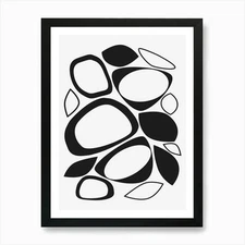 Mid Century Modern Abstract 8 Black Framed Wall Art Poster Canvas Print Picture