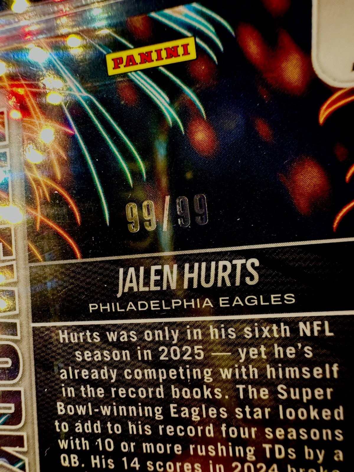 2025 Prizm - Fireworks Jalen Hurts #5 Blue Ice 99/99!! BGS 9 Eagles LAST PRINT! view 3