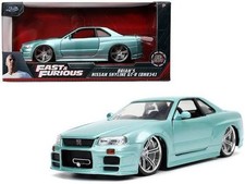 BRIAN'S NISSAN SKYLINE GT-R BNR34 TURQUOISE "FAST FURIOUS" 1/24 CAR JADA 32608