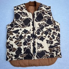 Vintage Walls Blizzard Pruf Duck Camo Reversible Hunting Vest Mens L USA Made